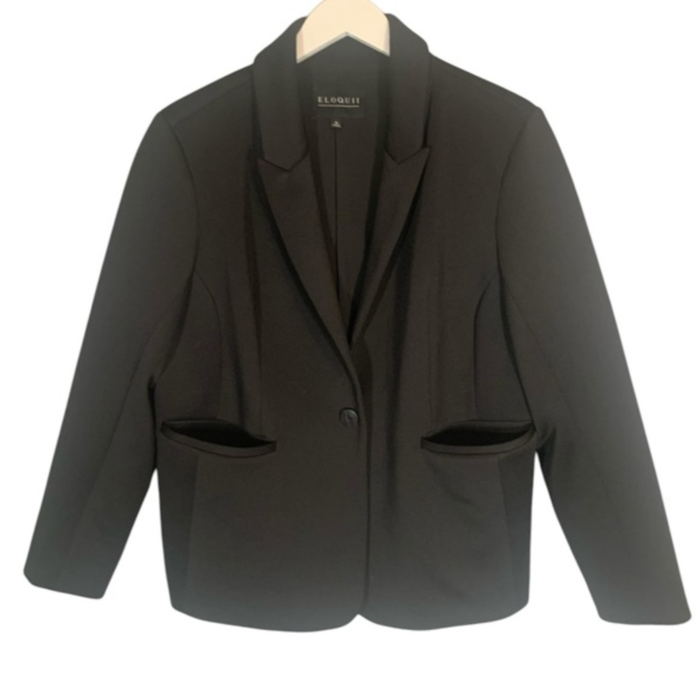 Eloquii Black Tailored Blazer with Notched Lapel Ultimate Stretch Women’s Sz 18